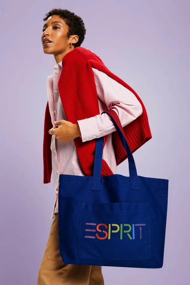 Bags Women Esprit Logo Canvas Tote Bag Bright Blue