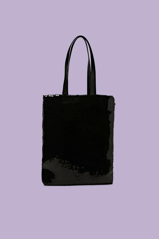 Bags Women Esprit Sequin Tote Bag Black