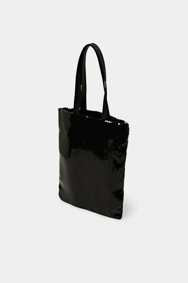Bags Women Esprit Sequin Tote Bag Black
