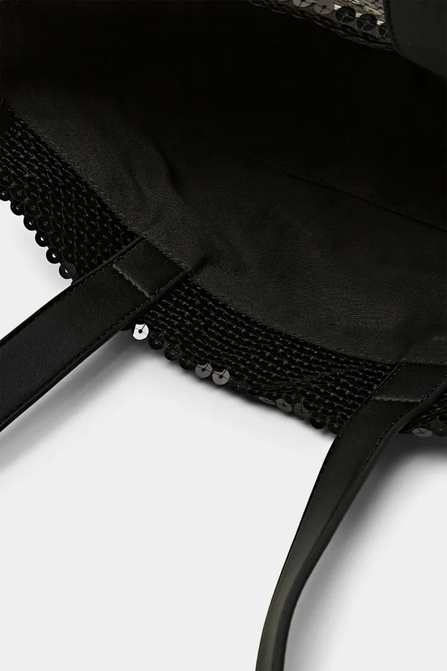 Bags Women Esprit Sequin Tote Bag Black