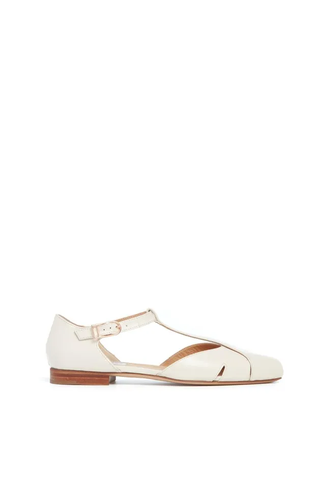Ballet Flats Women Gabriela Hearst Harlow Ballerina Flat Shoe In Cream Leather