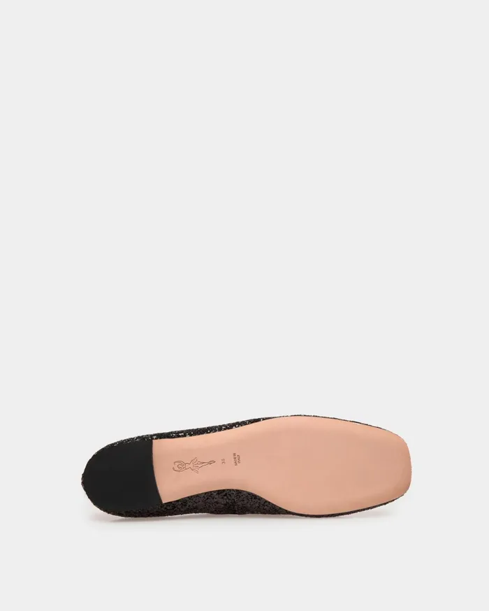 Ballyrina Flat In Black Glitter Women Bally Flats and Moccasins