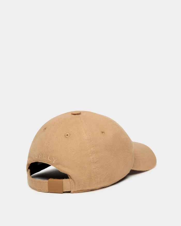 Baseball Hat With A Bally Crest Logo In Camel Cotton Women Bally Gloves and Hats