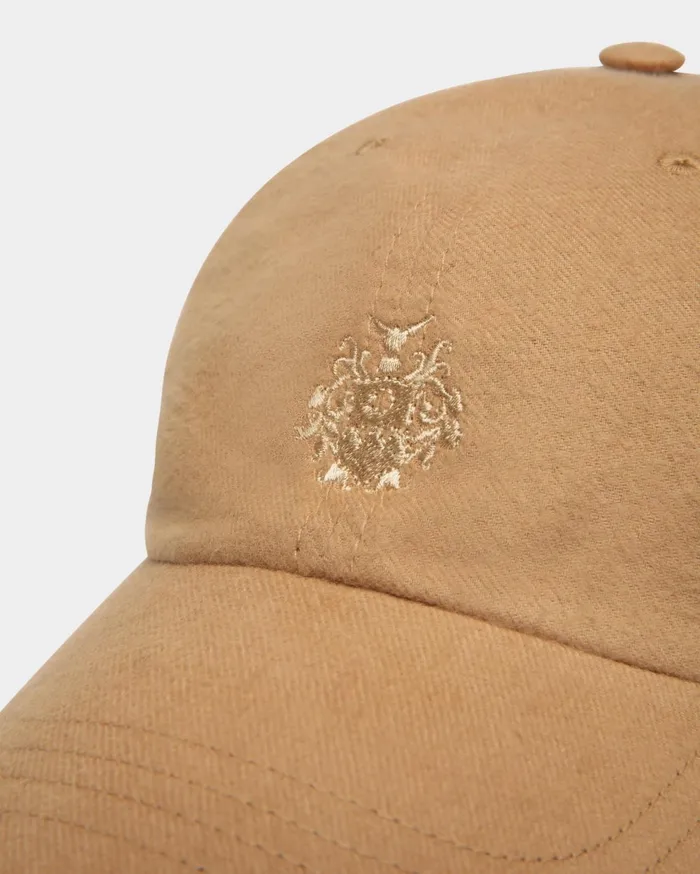 Baseball Hat With A Bally Crest Logo In Camel Cotton Women Bally Gloves and Hats