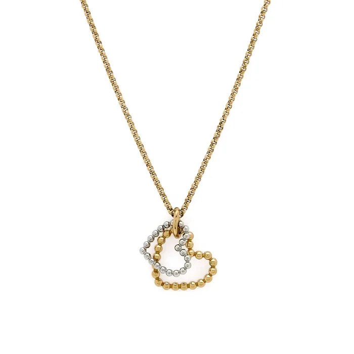 Beaded Heart Gold Plated and Silver Necklace Women Necklaces Olivia Burton