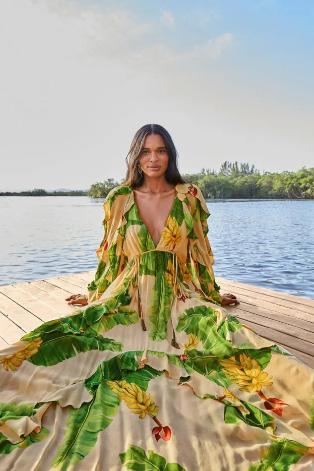 Beige Fresh Bananas Maxi Dress Women FARM Rio Maxi Dresses Beige Fresh Bananas Maxi Dress Women FARM Rio Maxi Dresses