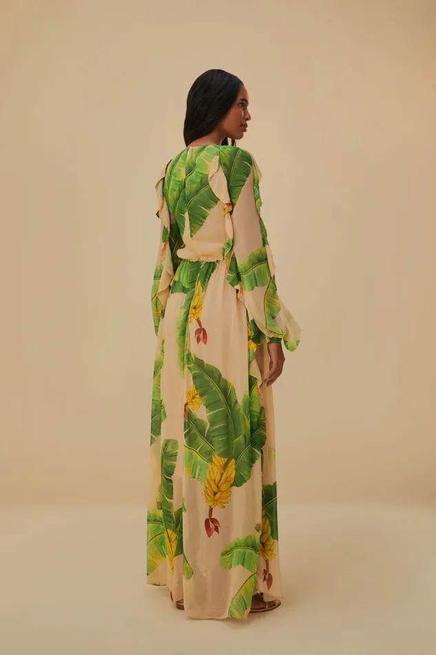 Beige Fresh Bananas Maxi Dress Women FARM Rio Maxi Dresses Beige Fresh Bananas Maxi Dress Women FARM Rio Maxi Dresses