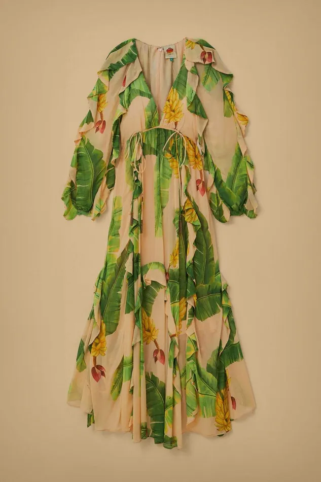 Beige Fresh Bananas Maxi Dress Women FARM Rio Maxi Dresses Beige Fresh Bananas Maxi Dress Women FARM Rio Maxi Dresses
