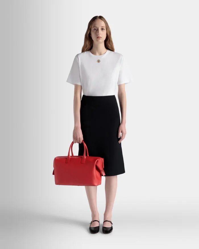 Belle Top Handle Bag In Candy Red Leather Women Bally Top Handle Bags