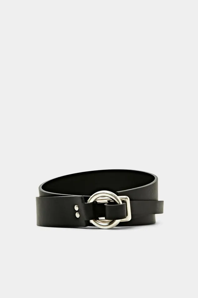 Belts Women Esprit Leather Pull Through Belt Black