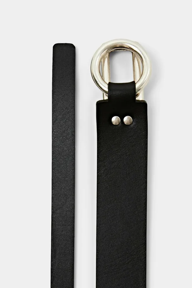 Belts Women Esprit Leather Pull Through Belt Black