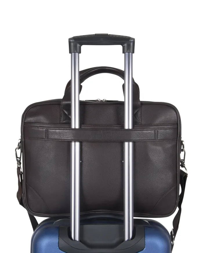 Ben Sherman Bags Karino Leather TopZip DoubleCompartment 15034 Computer Case Business Portfolio 8211 Brown 8211 Men