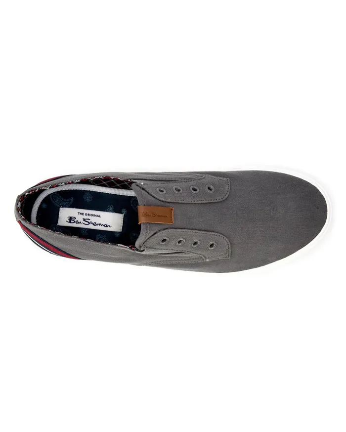 Ben Sherman Casual Shoes Pete Laceless Linen Sneaker 8211 Grey 8211 Men