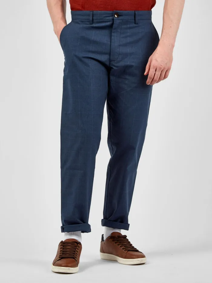 Ben Sherman Pants and Chinos Tonal CheckPrint SlimTaper Trouser 8211 Dark Blue 8211 Men