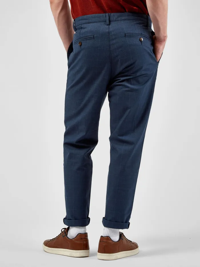 Ben Sherman Pants and Chinos Tonal CheckPrint SlimTaper Trouser 8211 Dark Blue 8211 Men