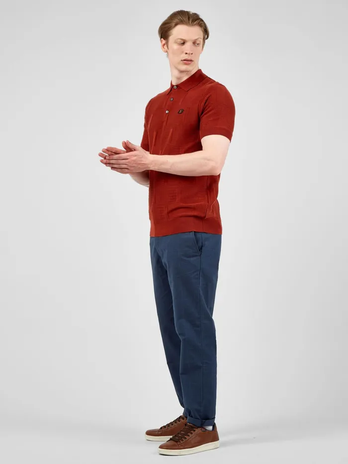 Ben Sherman Pants and Chinos Tonal CheckPrint SlimTaper Trouser 8211 Dark Blue 8211 Men