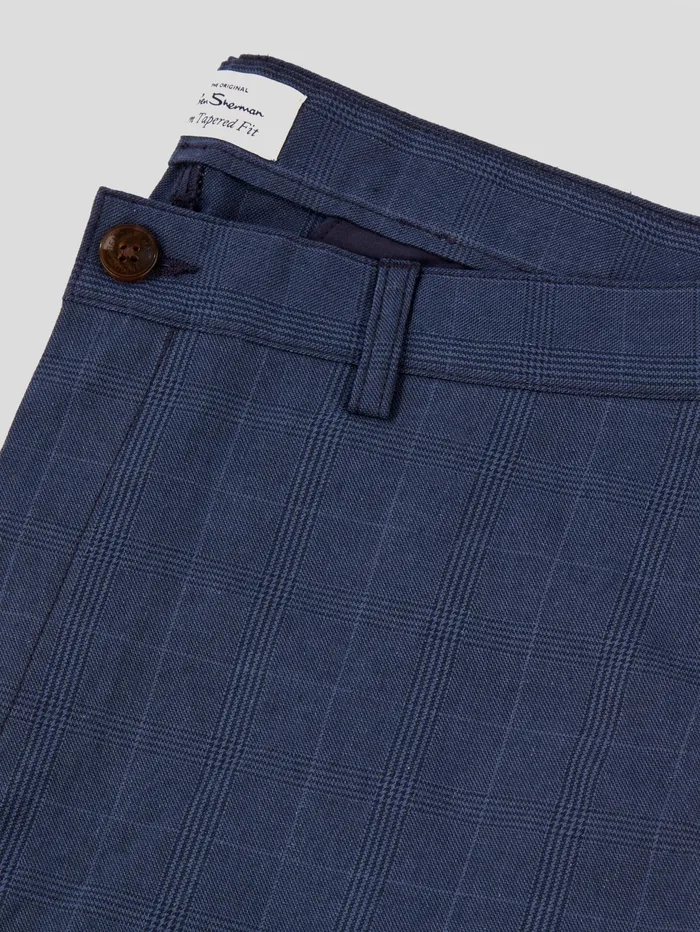 Ben Sherman Pants and Chinos Tonal CheckPrint SlimTaper Trouser 8211 Dark Blue 8211 Men