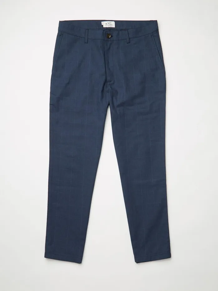Ben Sherman Pants and Chinos Tonal CheckPrint SlimTaper Trouser 8211 Dark Blue 8211 Men