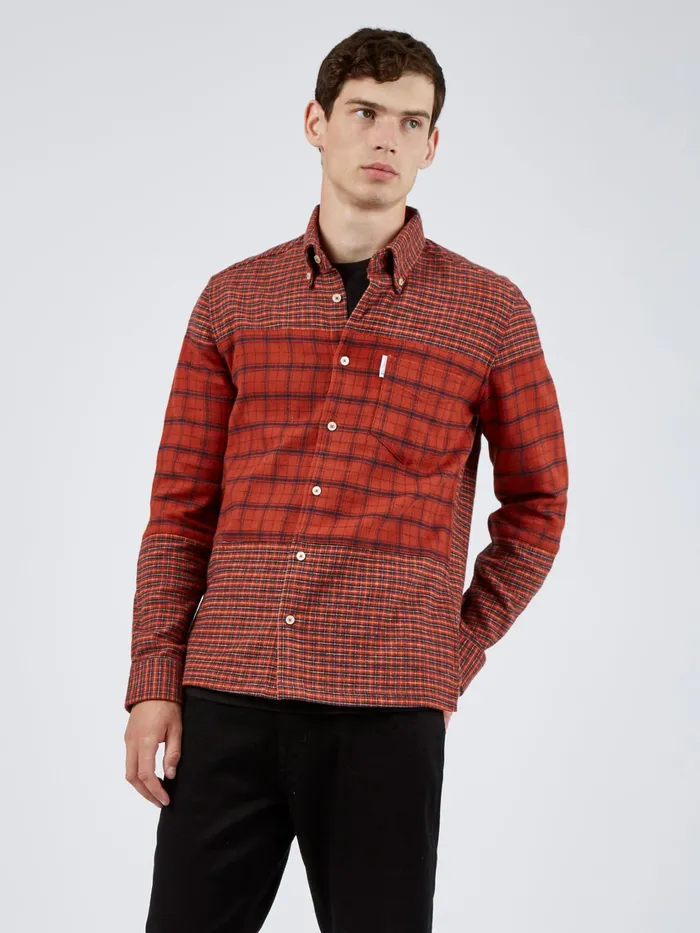 Ben Sherman Shirting LongSleeve Archive DoubleFace Check Shirt 8211 Burnt Orange 8211 Men