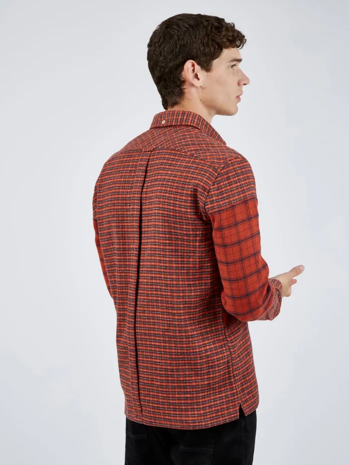 Ben Sherman Shirting LongSleeve Archive DoubleFace Check Shirt 8211 Burnt Orange 8211 Men