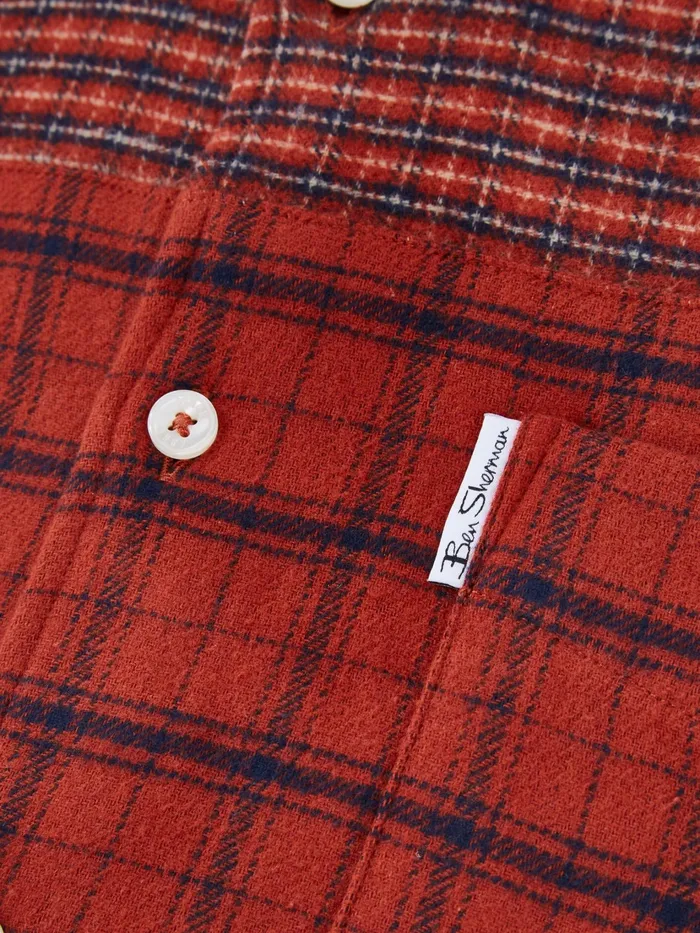 Ben Sherman Shirting LongSleeve Archive DoubleFace Check Shirt 8211 Burnt Orange 8211 Men