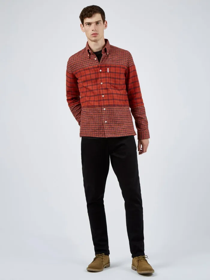 Ben Sherman Shirting LongSleeve Archive DoubleFace Check Shirt 8211 Burnt Orange 8211 Men