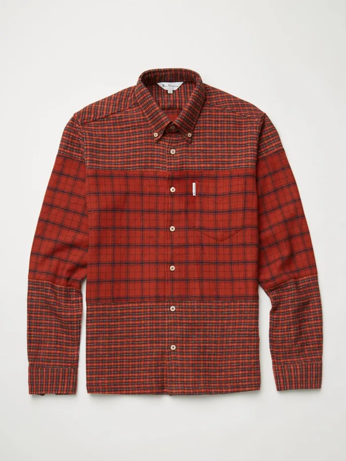 Ben Sherman Shirting LongSleeve Archive DoubleFace Check Shirt 8211 Burnt Orange 8211 Men