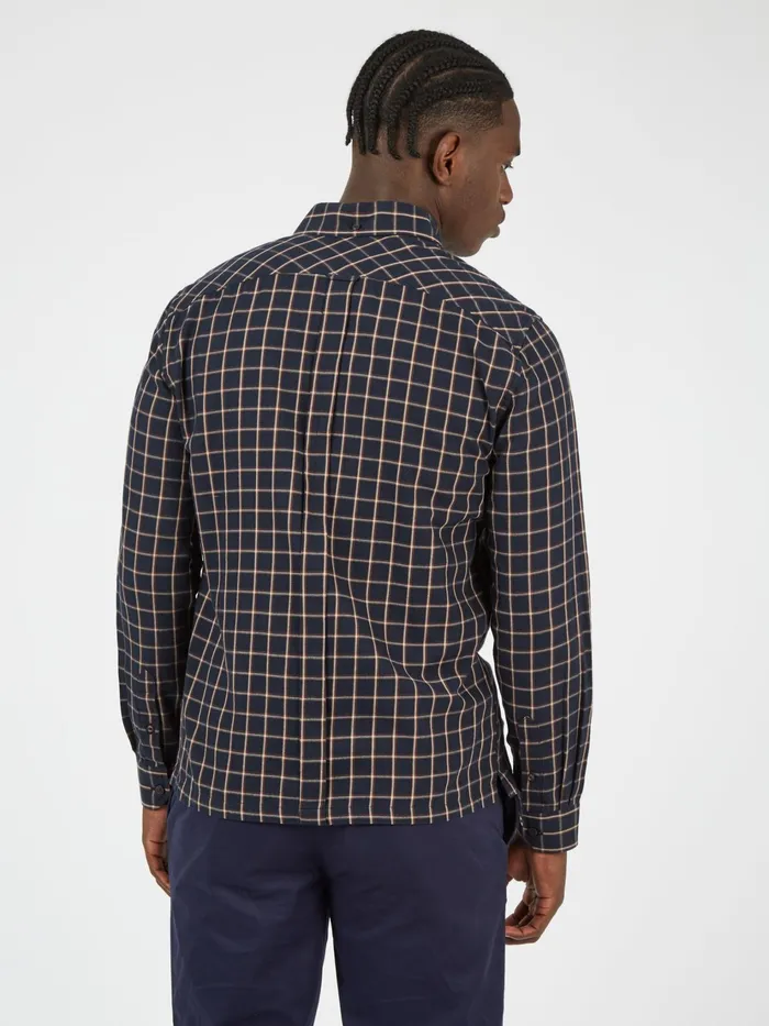Ben Sherman Shirting LongSleeve GridCheck SoftLaundered Shirt 8211 Midnight 8211 Men