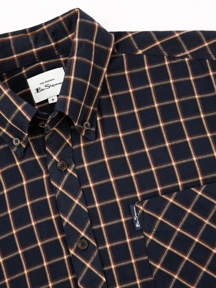 Ben Sherman Shirting LongSleeve GridCheck SoftLaundered Shirt 8211 Midnight 8211 Men