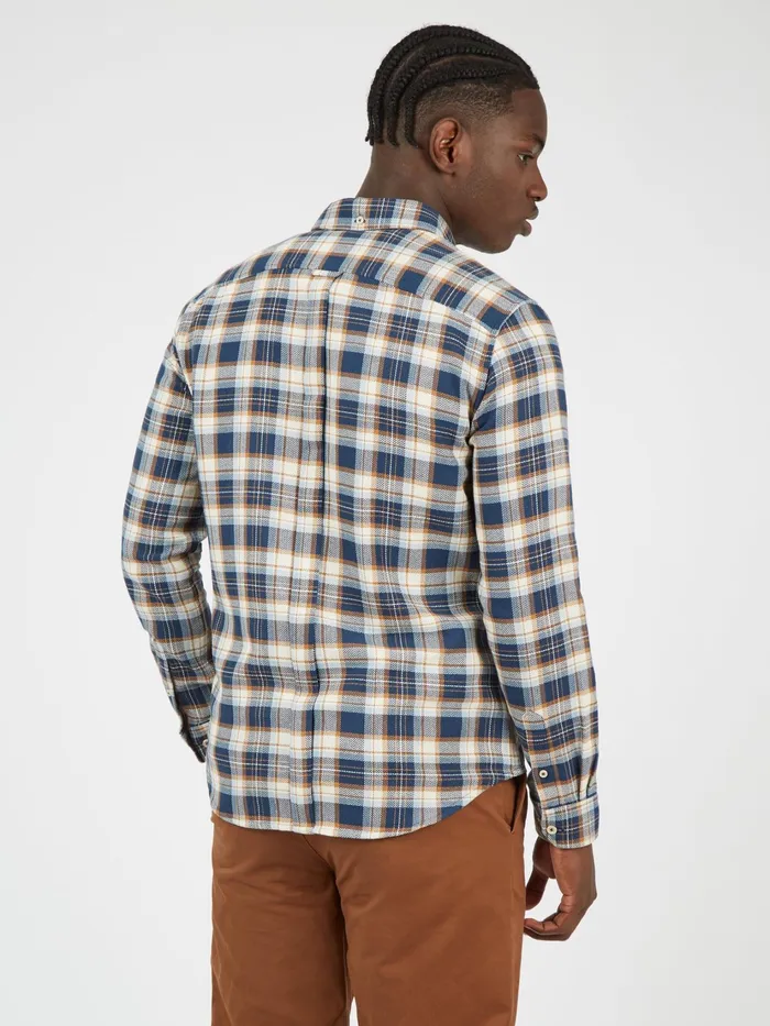 Ben Sherman Shirting LongSleeve Herringbone Check Shirt 8211 Dark Blue 8211 Men