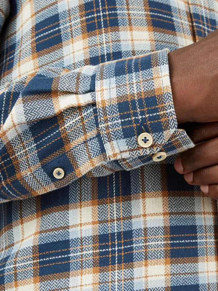 Ben Sherman Shirting LongSleeve Herringbone Check Shirt 8211 Dark Blue 8211 Men