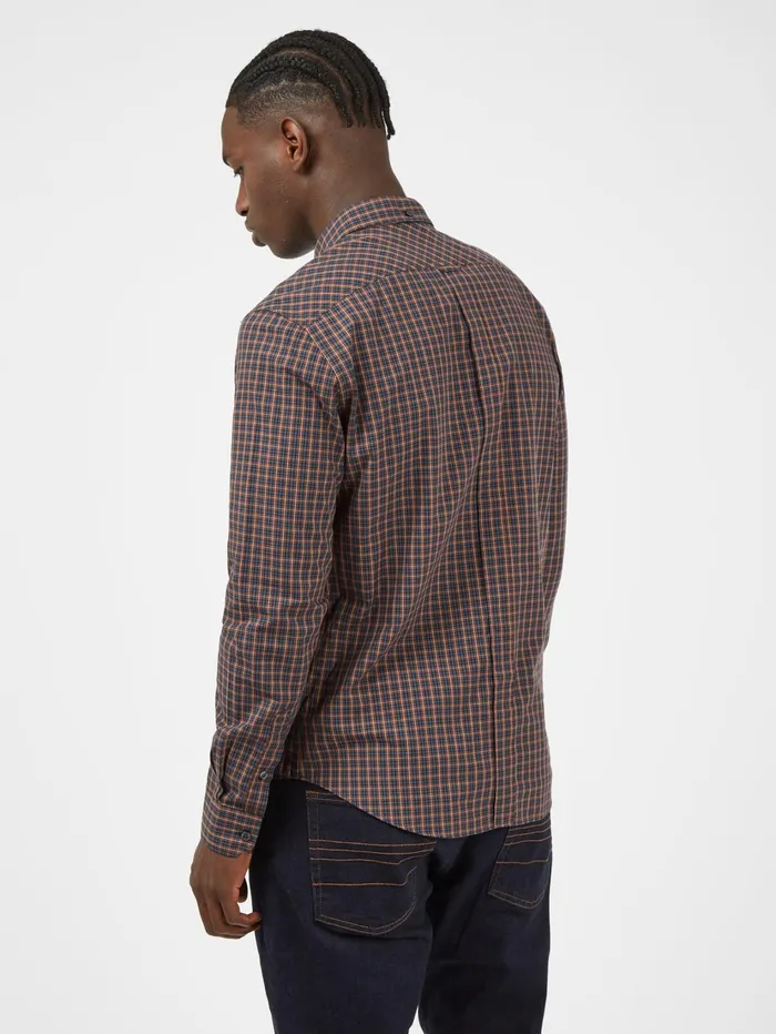 Ben Sherman Shirting LongSleeve MiniCheck Shirt 8211 Coffee 8211 Men