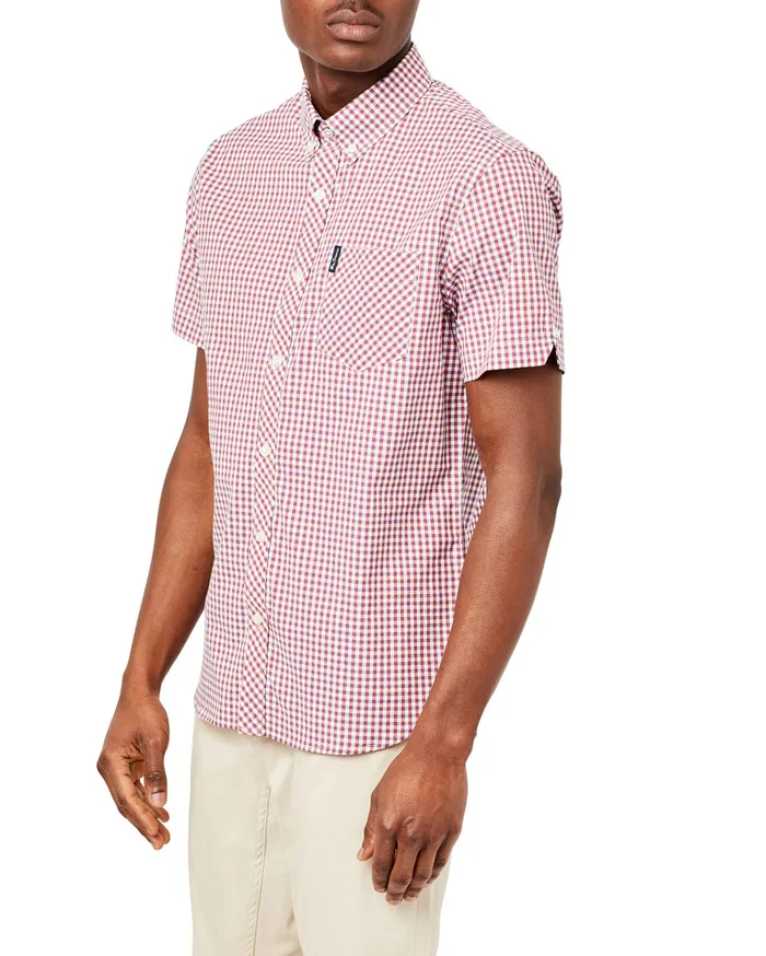 Ben Sherman Shirting ShortSleeve Gingham Shirt 8211 Red 8211 Men