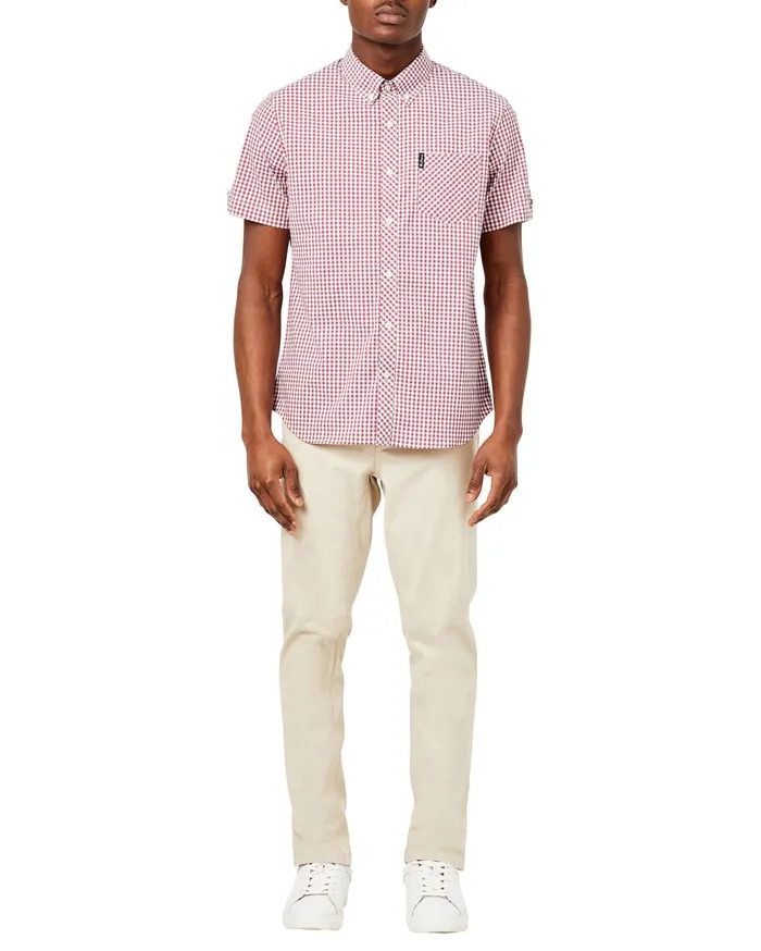 Ben Sherman Shirting ShortSleeve Gingham Shirt 8211 Red 8211 Men
