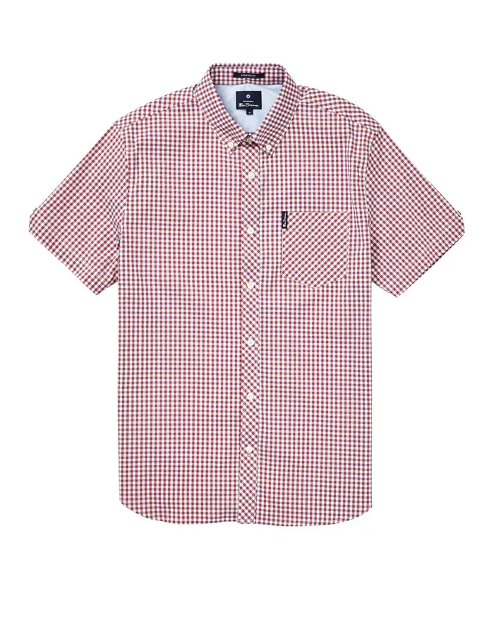 Ben Sherman Shirting ShortSleeve Gingham Shirt 8211 Red 8211 Men