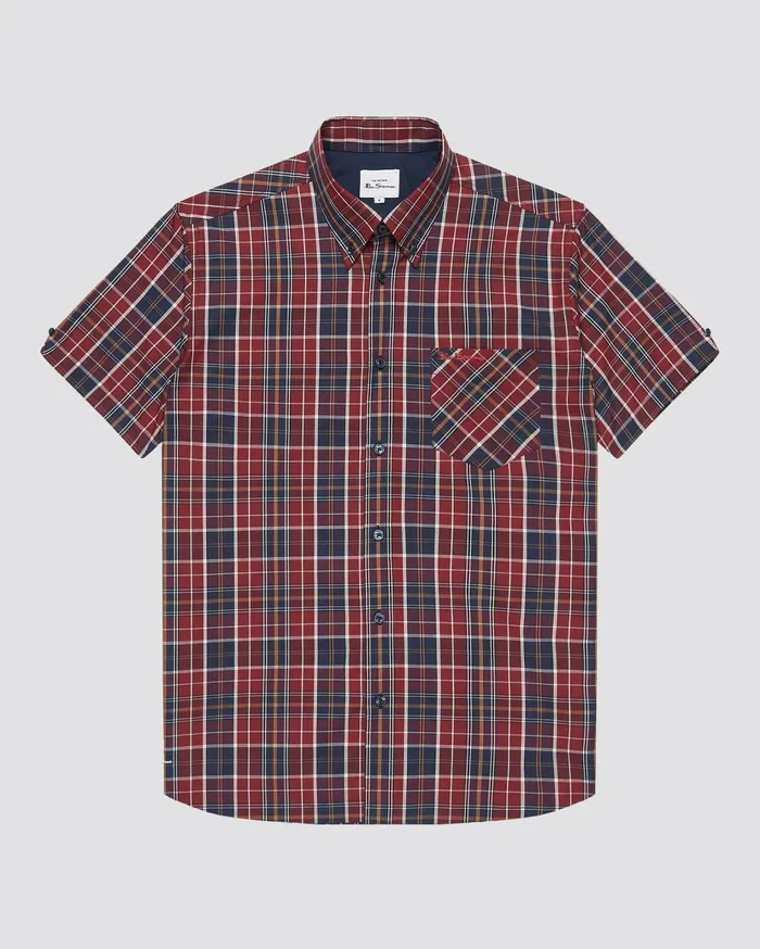 Ben Sherman Shirting ShortSleeve Tartan Check Shirt 8211 Red 8211 Men