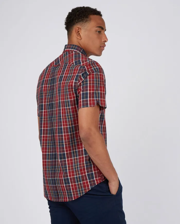 Ben Sherman Shirting ShortSleeve Tartan Check Shirt 8211 Red 8211 Men