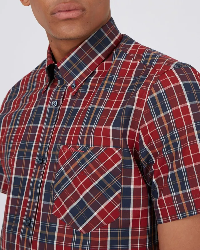 Ben Sherman Shirting ShortSleeve Tartan Check Shirt 8211 Red 8211 Men