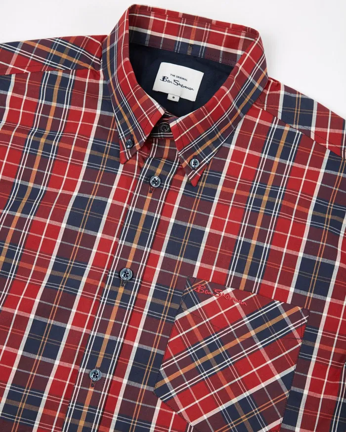 Ben Sherman Shirting ShortSleeve Tartan Check Shirt 8211 Red 8211 Men