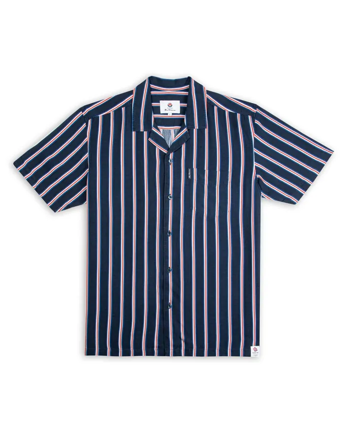 Ben Sherman Shirting Team GB Men039s Union Stripe Shirt 8211 Midnight 8211 Men