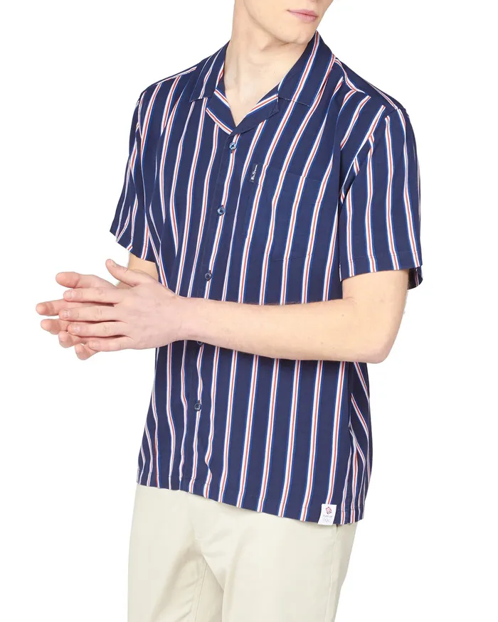 Ben Sherman Shirting Team GB Men039s Union Stripe Shirt 8211 Midnight 8211 Men
