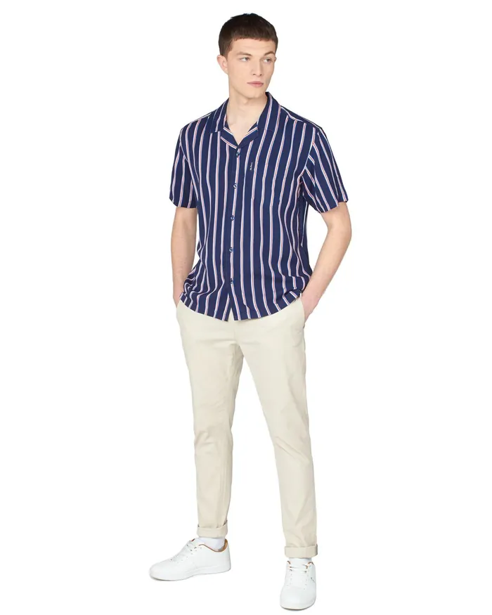 Ben Sherman Shirting Team GB Men039s Union Stripe Shirt 8211 Midnight 8211 Men
