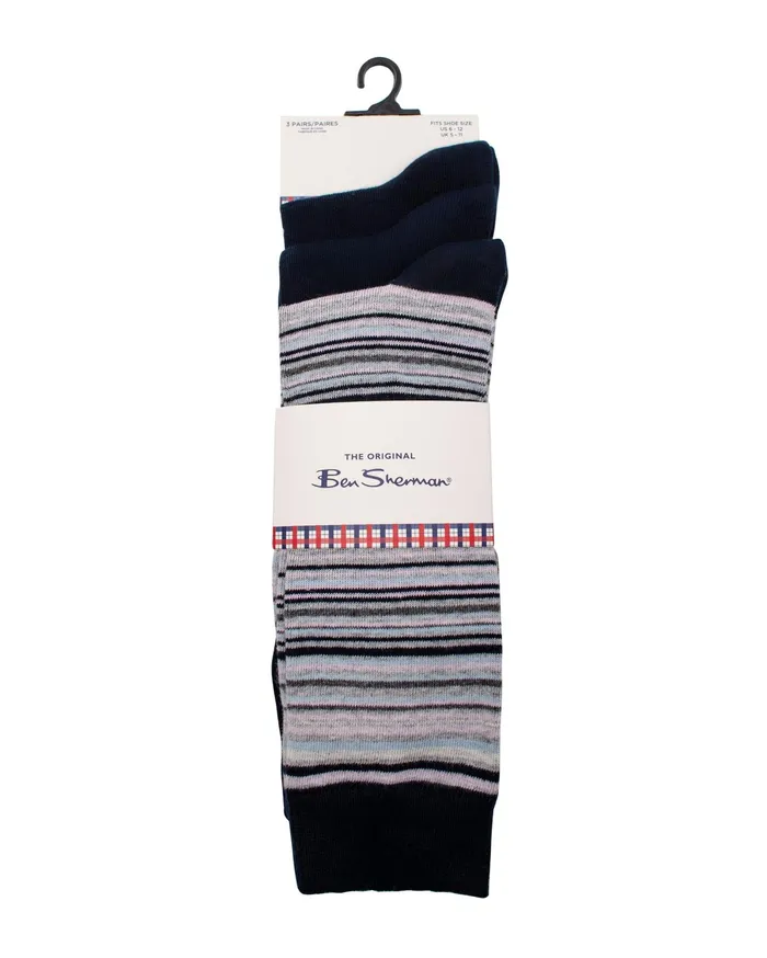 Ben Sherman Socks Men039s 3Pack Novelty Dress Socks 8211 Navy Multi 8211 Men
