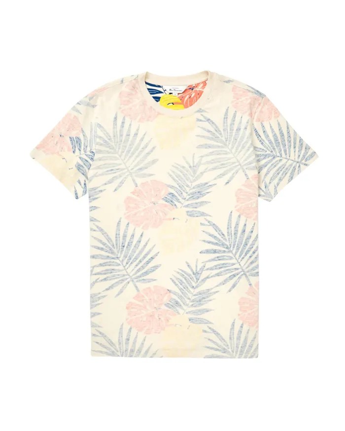 Ben Sherman TShirts Reverse FloralPrint Tee 8211 Ivory 8211 Men