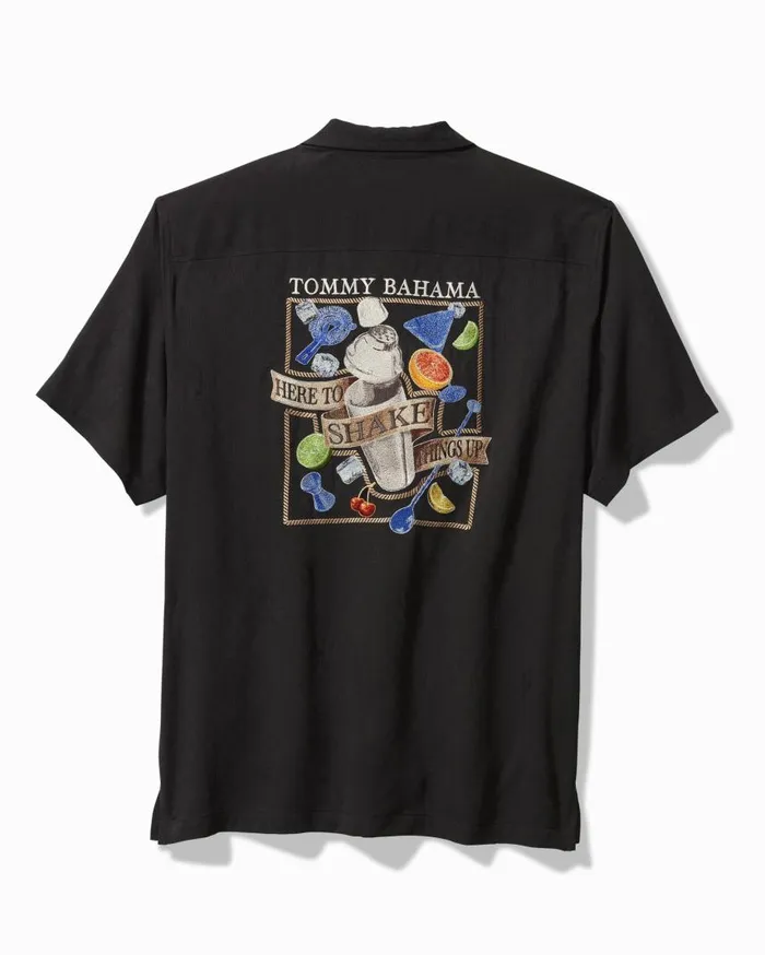 Big and Tall Big and Tall Here To Shake Things Up Silk Camp Shirt Black Tommy Bahama Shirts Big and Tall Big and Tall Here To Shake Things Up Silk Camp Shirt Black Tommy Bahama Shirts