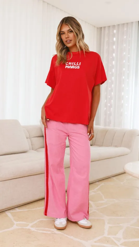 Billy J Bottoms Women Chilli Margs Top and Pants Set 8211 RedPink