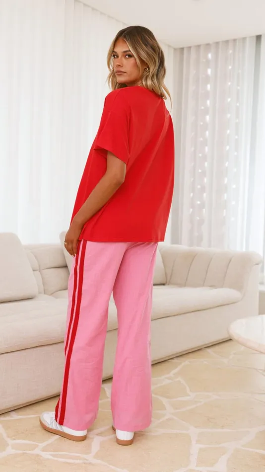 Billy J Bottoms Women Chilli Margs Top and Pants Set 8211 RedPink