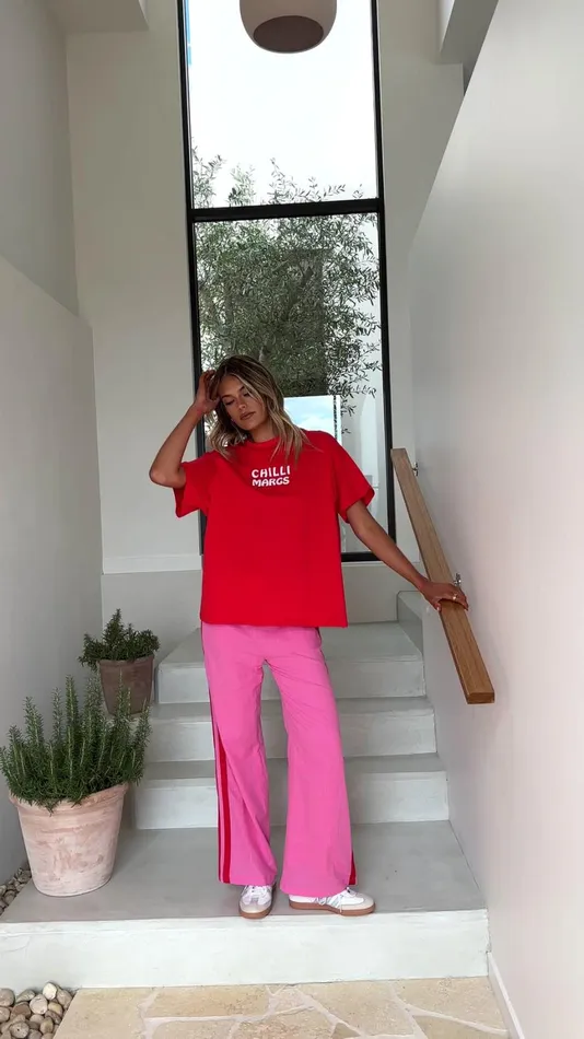 Billy J Bottoms Women Chilli Margs Top and Pants Set 8211 RedPink