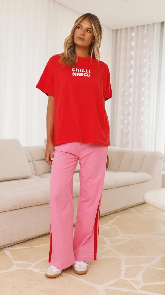 Billy J Bottoms Women Chilli Margs Top and Pants Set 8211 RedPink