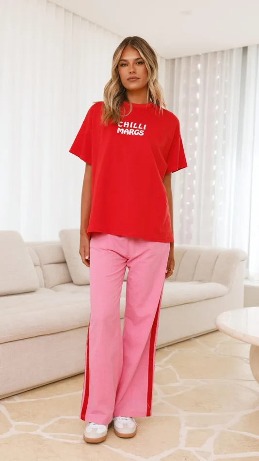 Billy J Bottoms Women Chilli Margs Top and Pants Set 8211 RedPink